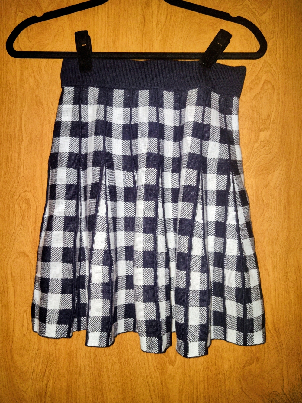 Navy and White Plaid Circle Skirt